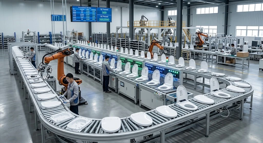 Smart toilet seat manufacturer assembly line Smart toilet seat manufacturer assembly line